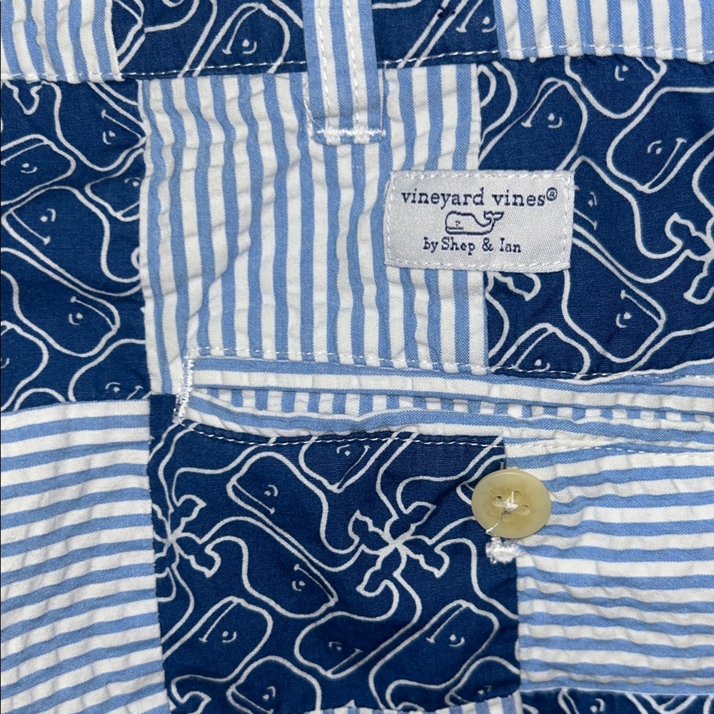 Vineyard Vines Navy And White Patchwork Shorts - image 3